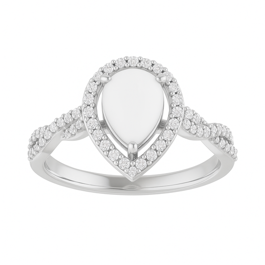 Teardrop Halo Twist Ring