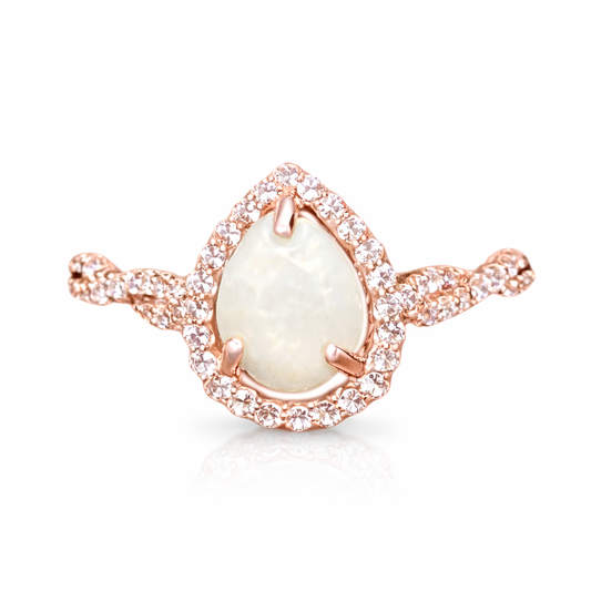 Teardrop Halo Twist Ring