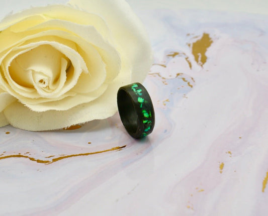 Custom carbon fibre ring base – lightweight hypoallergenic band with DNA inclusions and engraving options