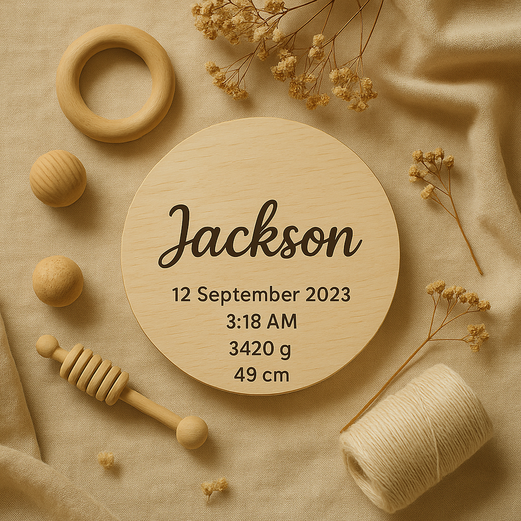 Custom Wooden Baby Announcement & Milestone Disks