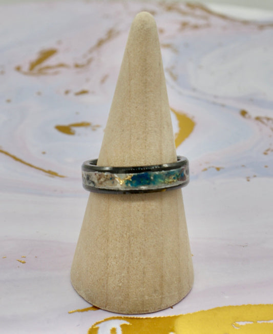 Cobalt chrome ring base – shiny lightweight wedding band customisable with engraving and DNA inclusions