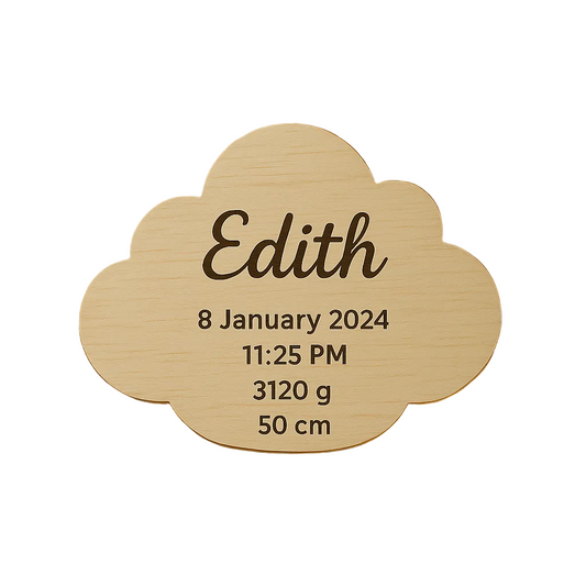 Wooden baby milestone disks – personalised announcement plaques with engraved or write-in details