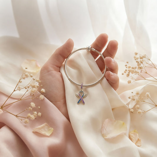 Pregnancy & Infant Loss Charm – Sterling Silver Awareness Ribbon Pendant