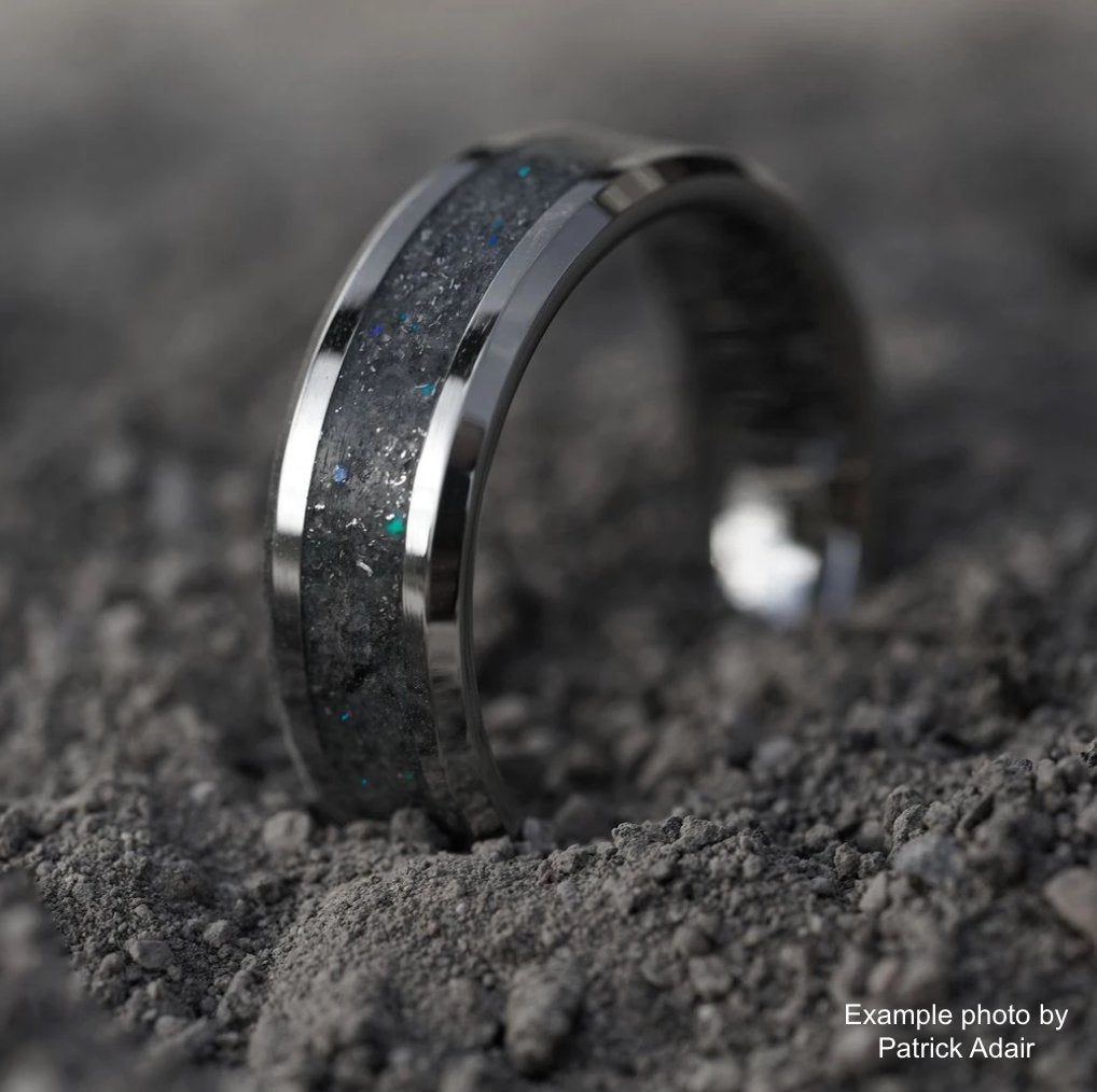 Cobalt chrome ring base – shiny lightweight wedding band customisable with engraving and DNA inclusions