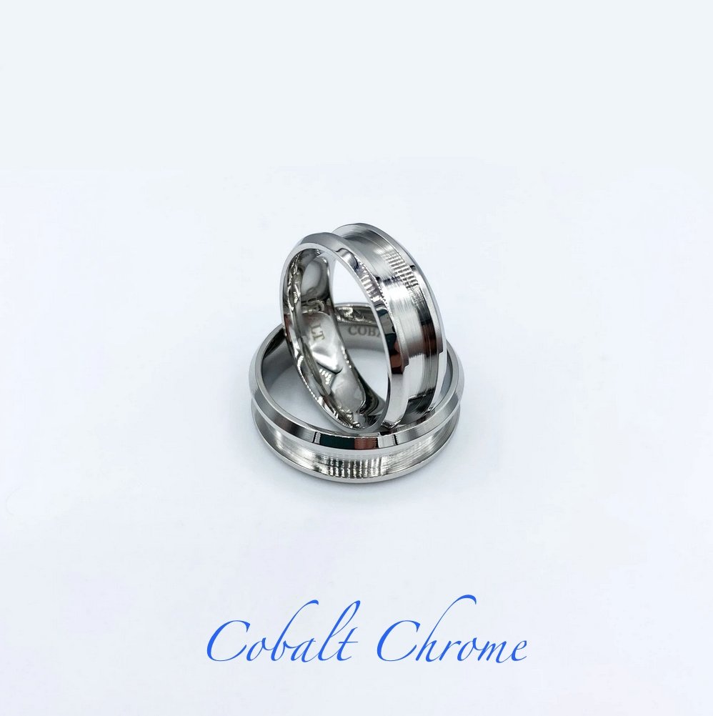 Cobalt chrome ring base – shiny lightweight wedding band customisable with engraving and DNA inclusions