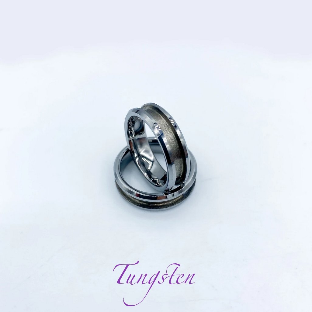 Tungsten wedding band base – durable polished ring customisable with DNA inclusions and engraving