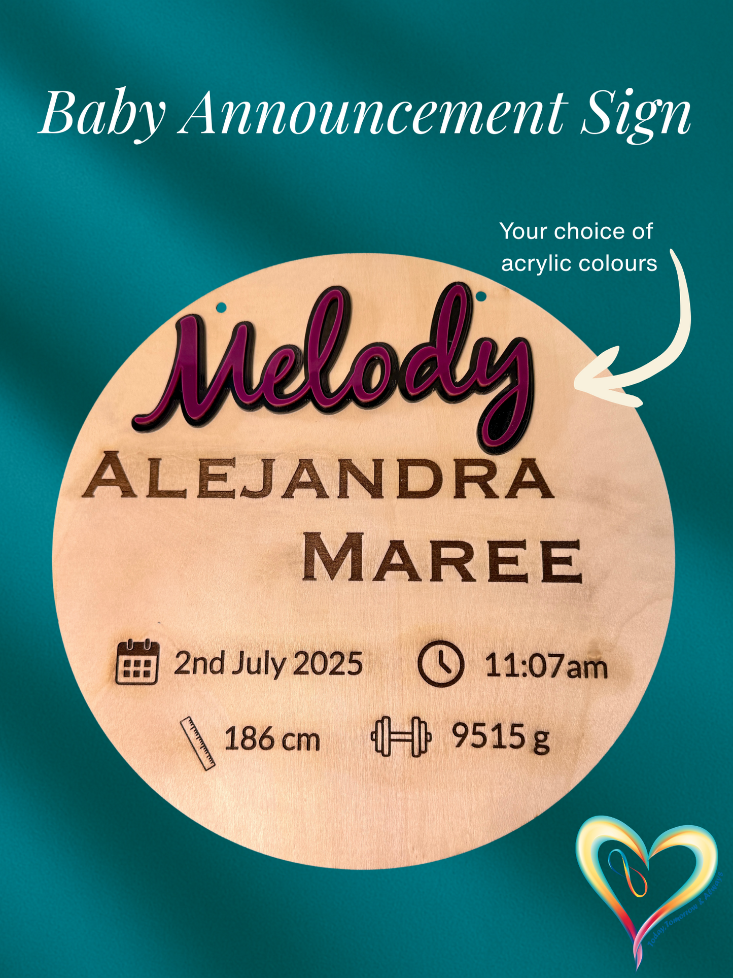 Custom 30cm Baby Name & Birth Stat Plaque – TTA Keepsake