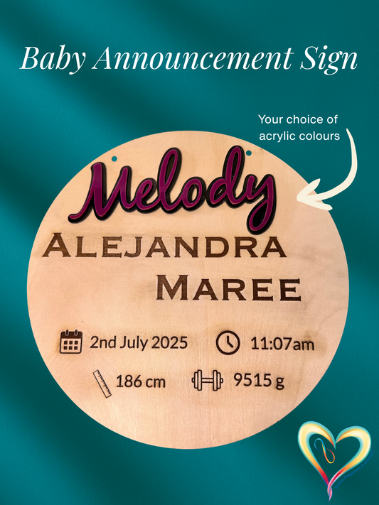 Custom 30cm Baby Name & Birth Stat Plaque – TTA Keepsake