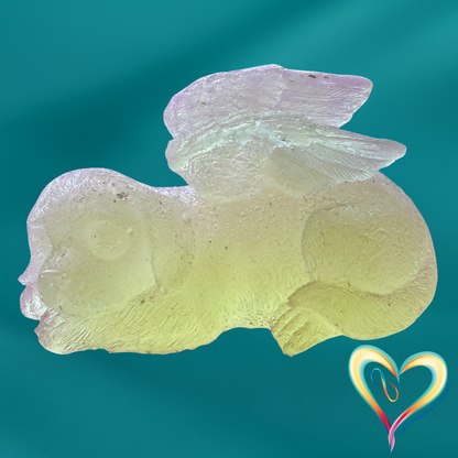 sleeping dog angel figure with fur, ashes keepsake