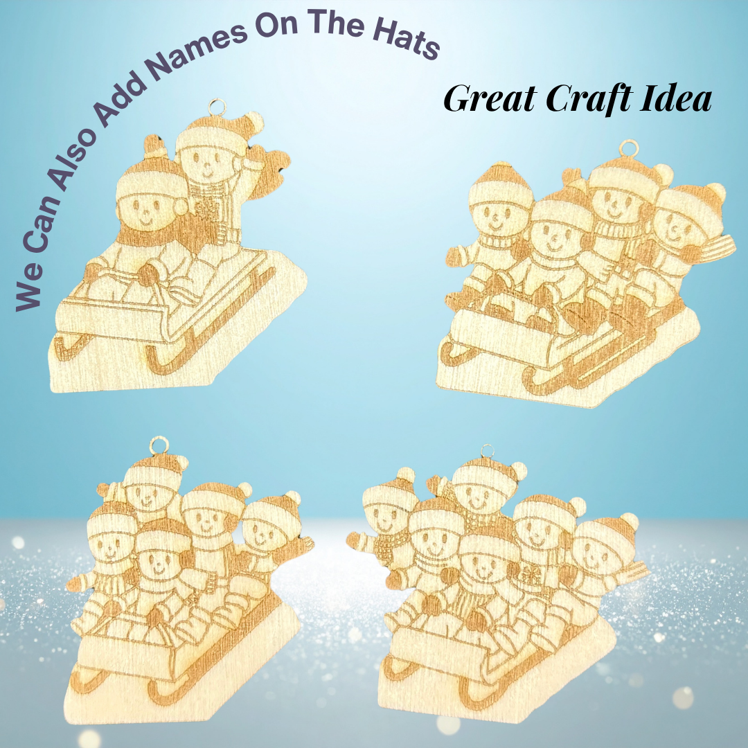 Personalised Gingerbread Family in Mug Ornament – Custom Engraved Wooden Christmas Decoration