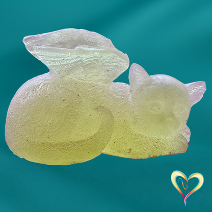 sleeping cat figurine with fur, ashes keepsake