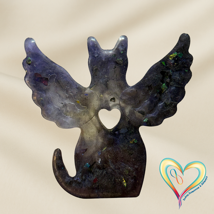 Cat angel memorial figurine with ashes or fur inclusion