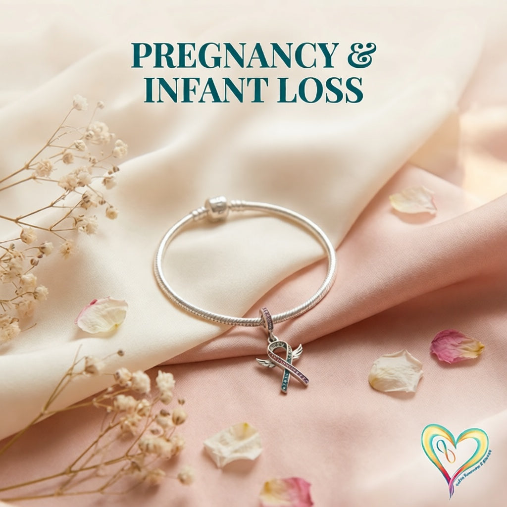 Pregnancy & Infant Loss Charm – Sterling Silver Awareness Ribbon Pendant