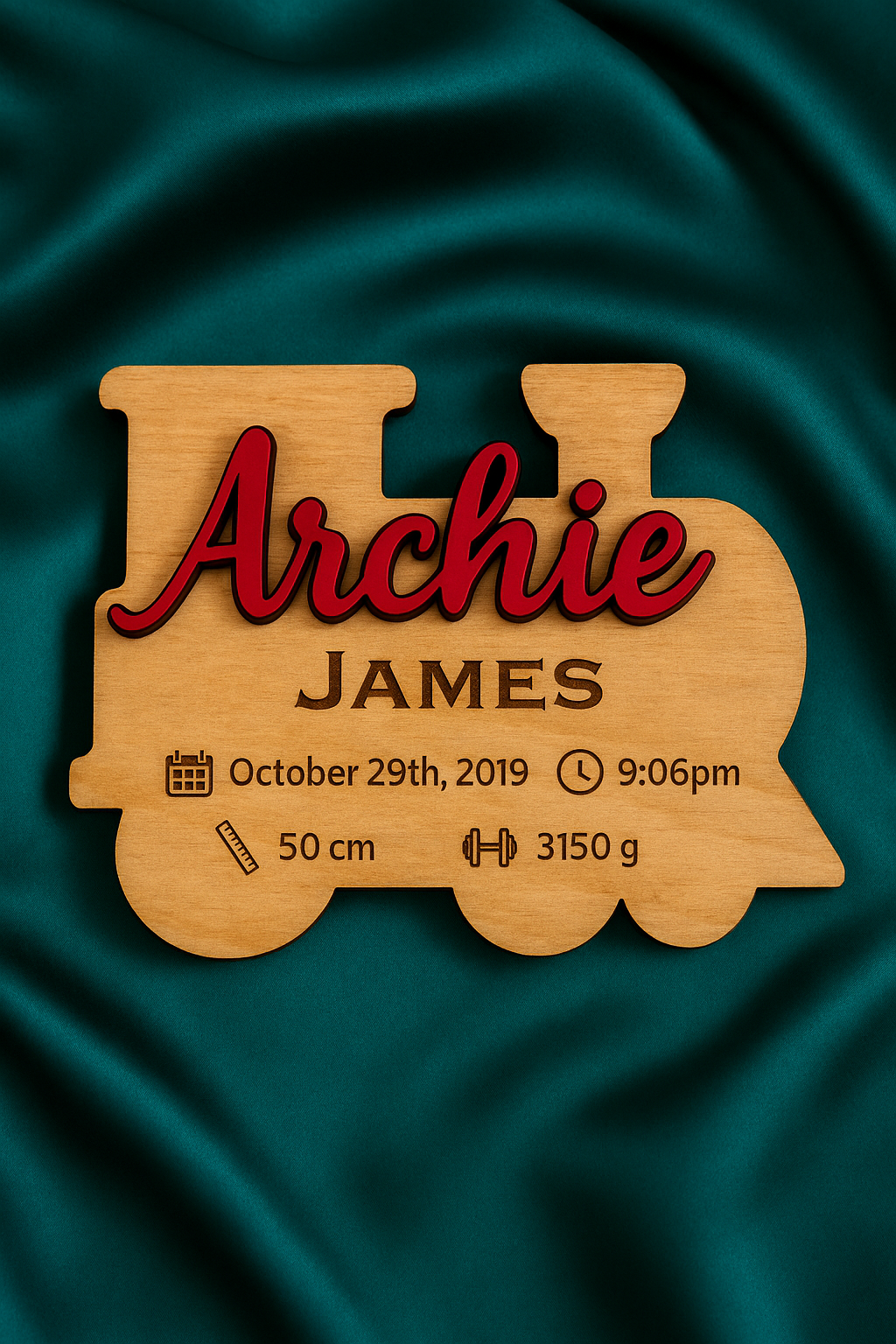 Custom 30cm Baby Name & Birth Stat Plaque – TTA Keepsake