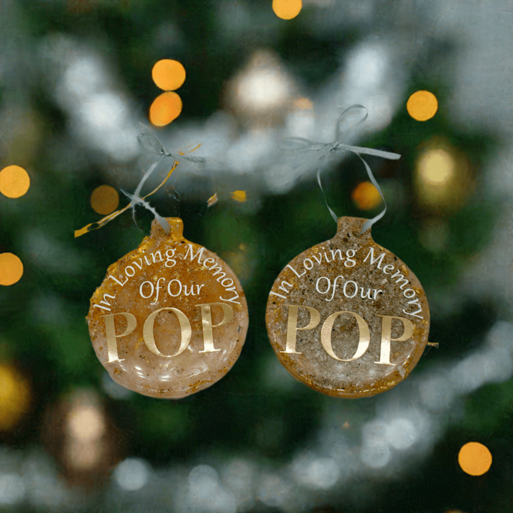 Personalised Christmas bauble – custom ornament with DNA inclusions for holiday keepsake or memorial