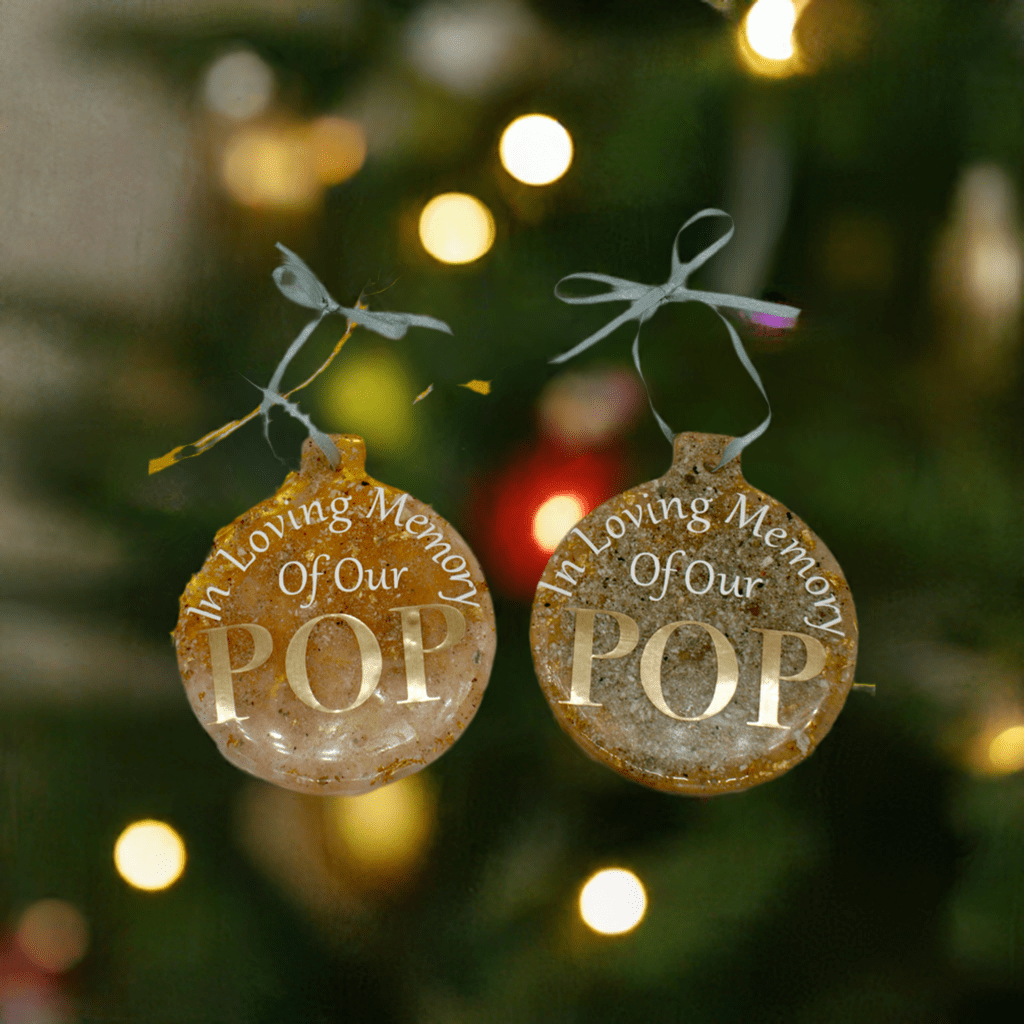 Personalised Christmas bauble – custom ornament with DNA inclusions for holiday keepsake or memorial
