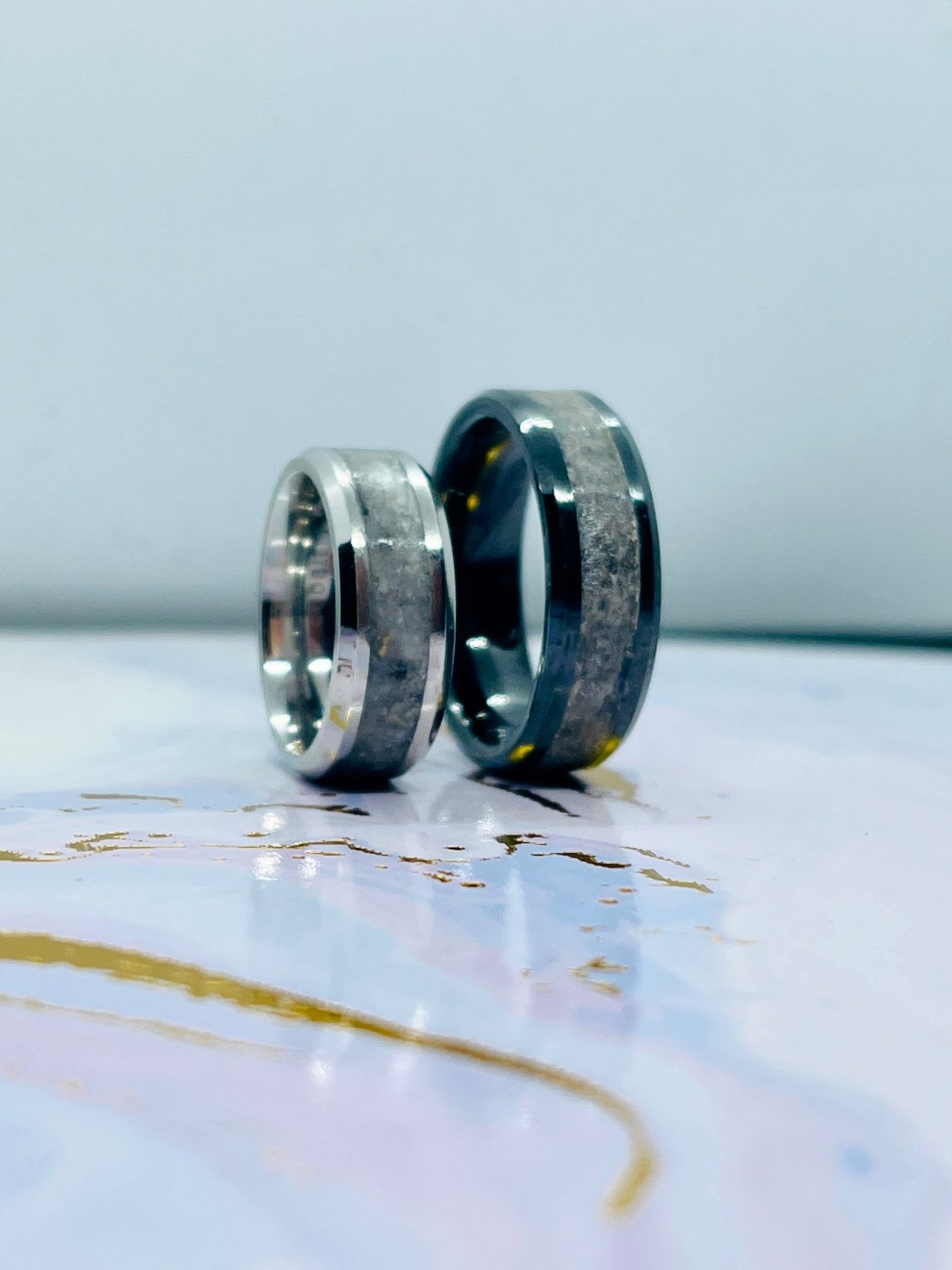 Cobalt chrome ring base – shiny lightweight wedding band customisable with engraving and DNA inclusions