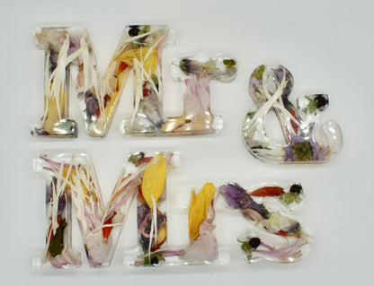 Letters 10cm resin made with flowers from bridal bouquet. wedding keepsake 