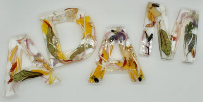 Custom keepsake letters – personalised display letters with inclusions like ashes, hair, breastmilk pregnancy tests, bridal bouquet 