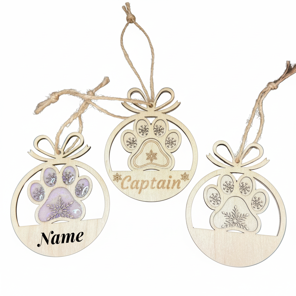 Pet Paw Print Ornament with white background