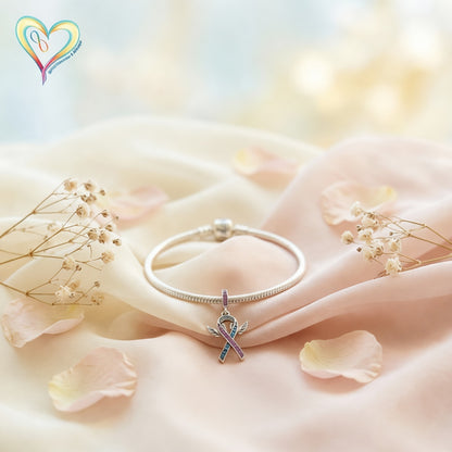 Pregnancy & Infant Loss Charm – Sterling Silver Awareness Ribbon Pendant