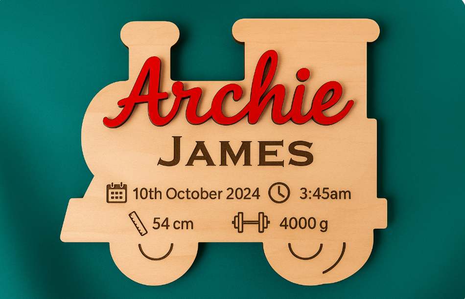 Custom 30cm Baby Name & Birth Stat Plaque – TTA Keepsake