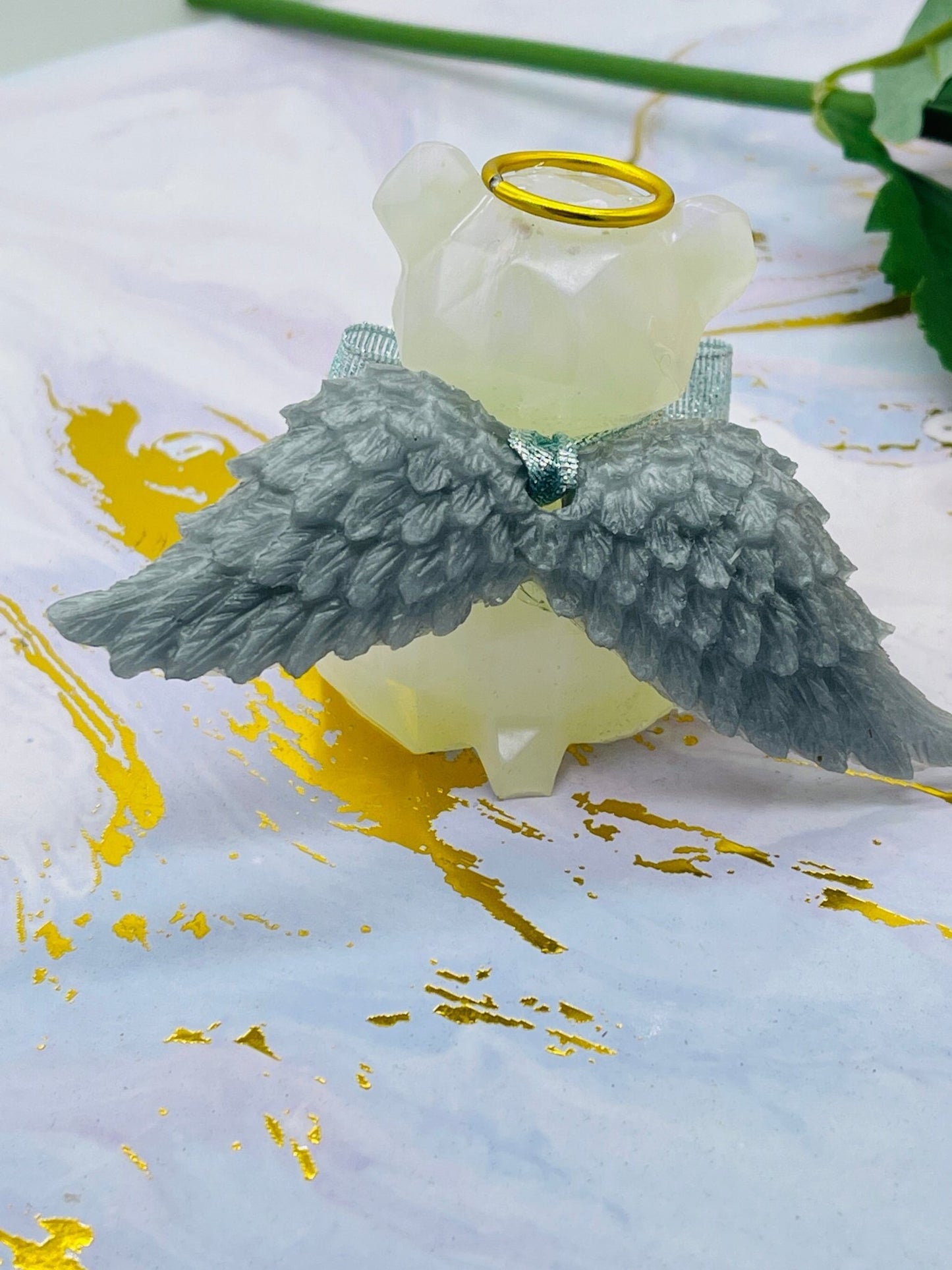 Angel Bear memorial keepsake – teddy bear with halo and wings customisable with DNA inclusions