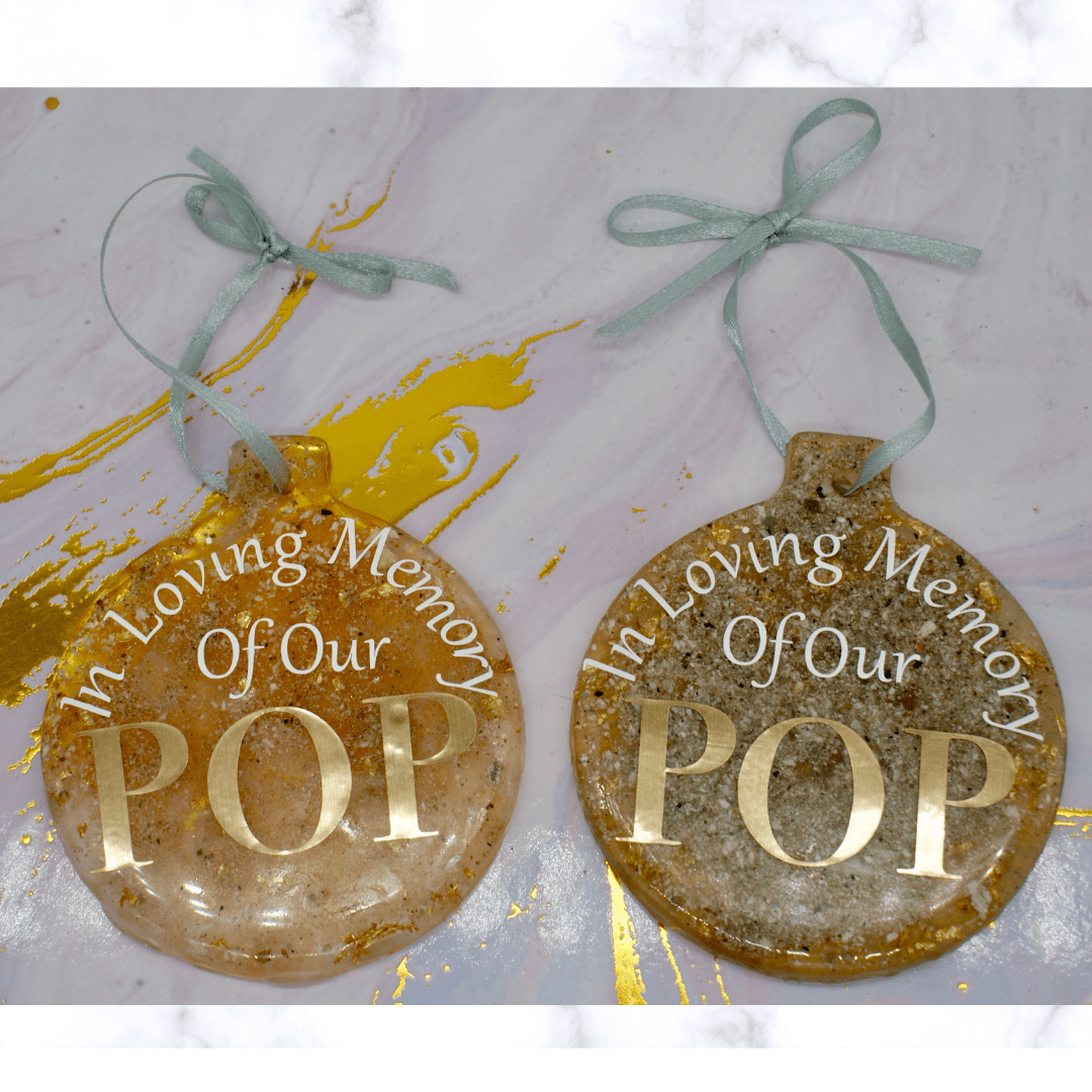Personalised Christmas bauble – custom ornament with DNA inclusions for holiday keepsake or memorial