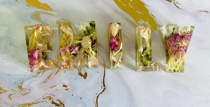 Letters - 5cm made with resin and funeral flowers. baby pregnancy loss keepsake miscarriage
