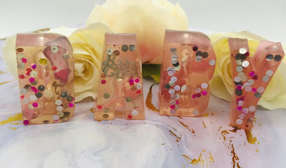 Letters 5cm, baby shower keepsake, 'baby' resin baby girl celebrate 