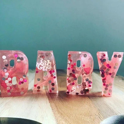 Letters - pregnancy keepsake, it's a girl, pink baby keepsake 